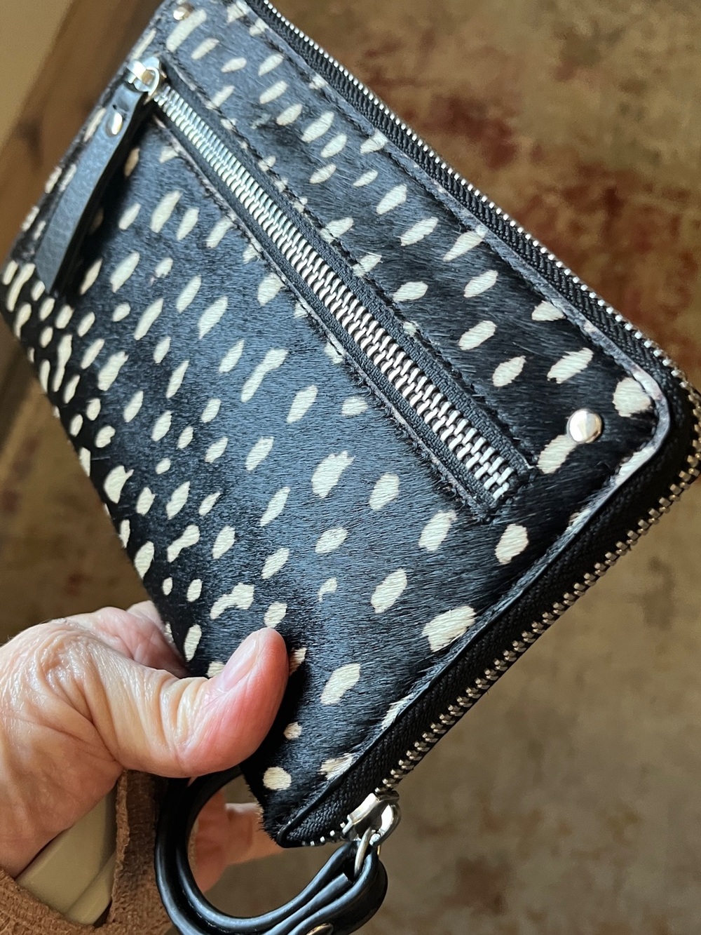 Latico Tulum Wallet. Brand New. Black & Ivory Spot Wristlet Clutch Sleek Leather - Picture 8 of 10